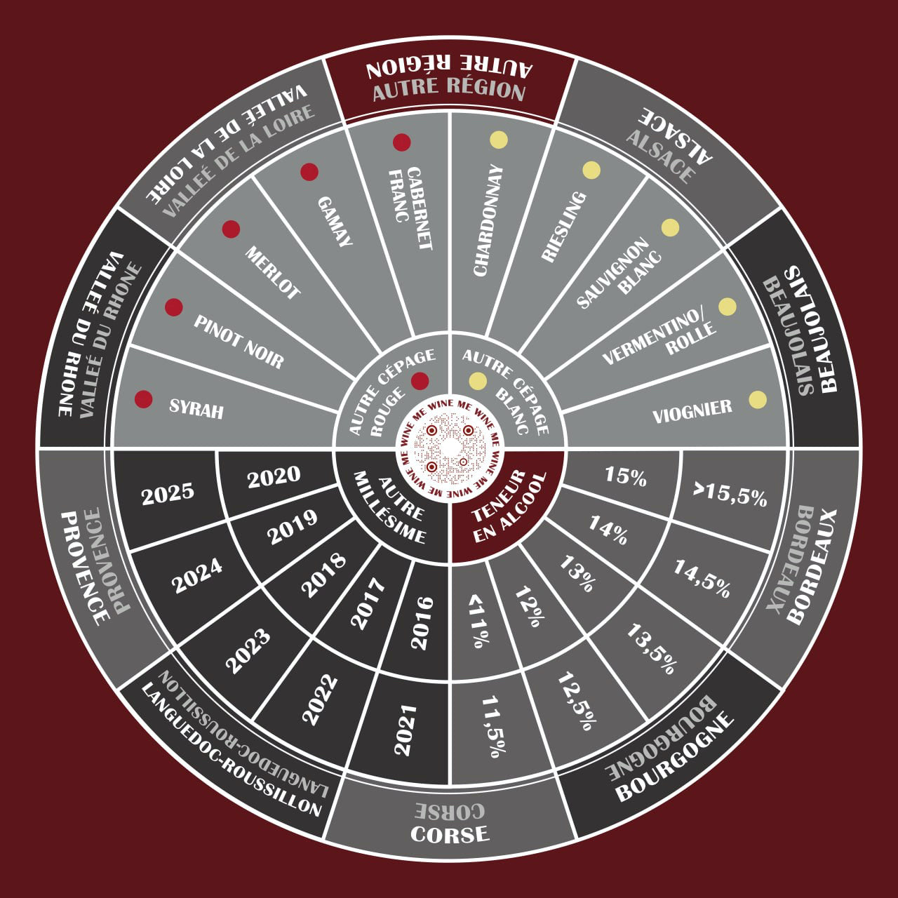 WINE ME® Smart Mat Casino 100×100 cm – France Compact - (QR Code)