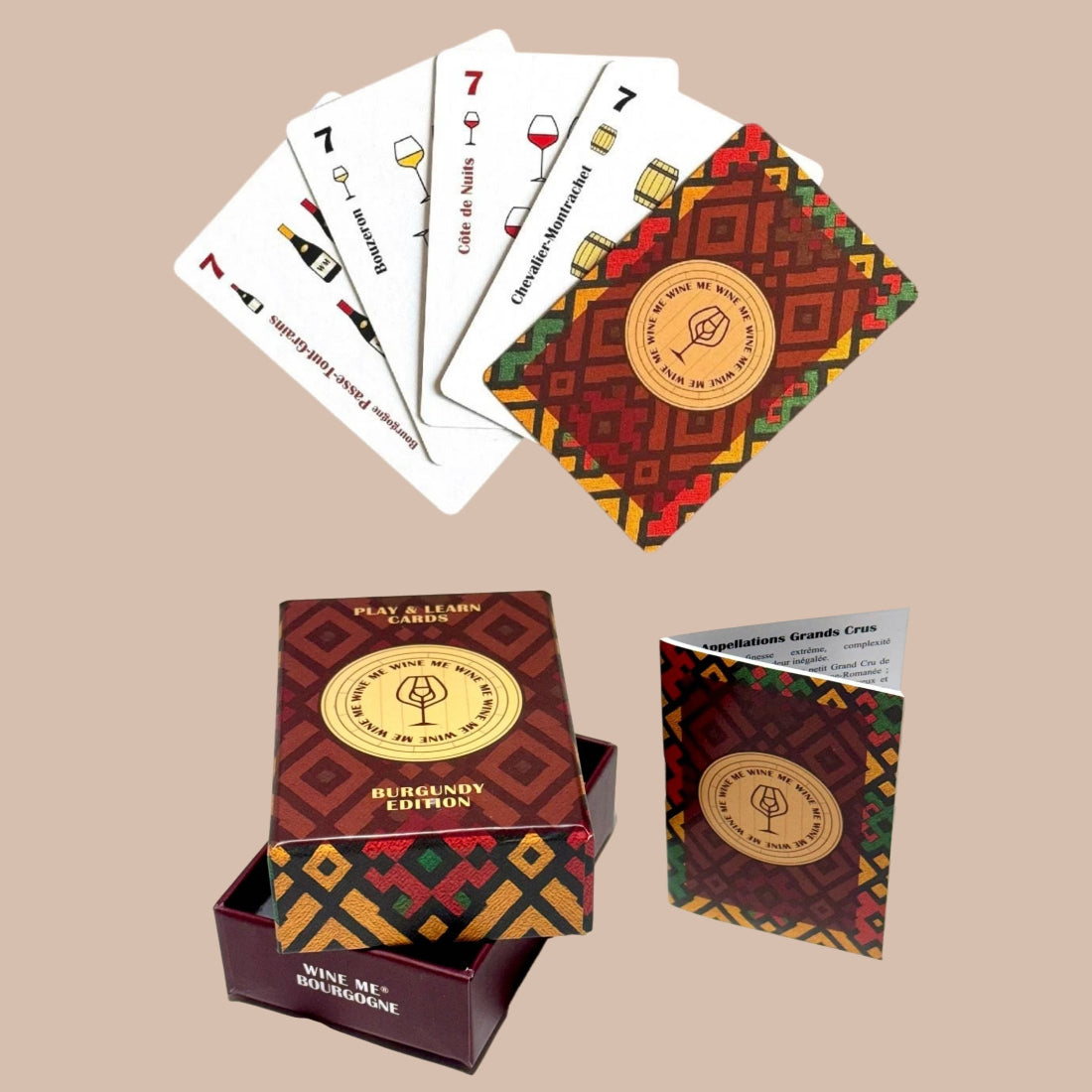 WINE ME® Burgundy Card Game – 54 cards + QR Smart Card