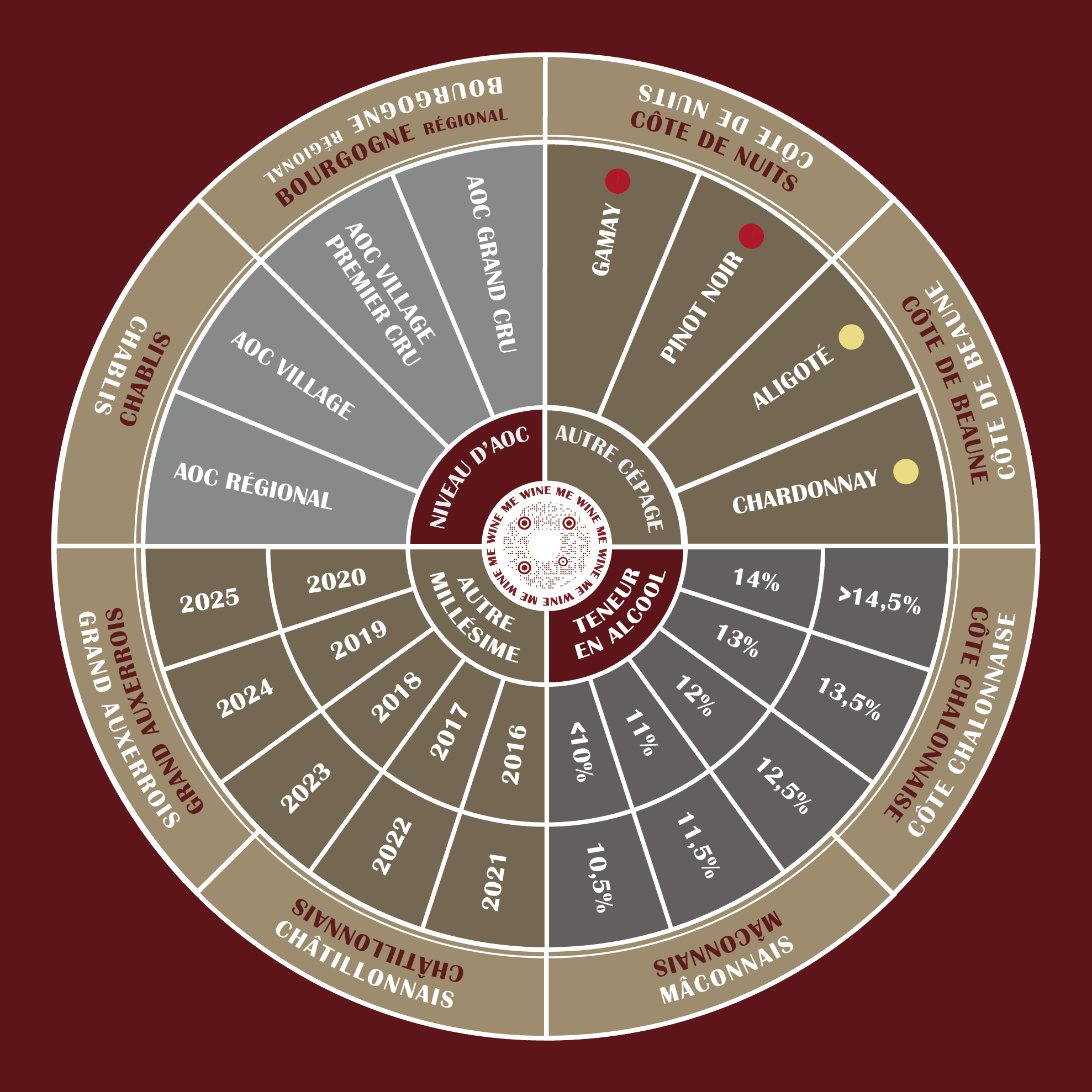 WINE ME® Smart Mat Casino 100x100 cm – Burgundy - (QR Code)