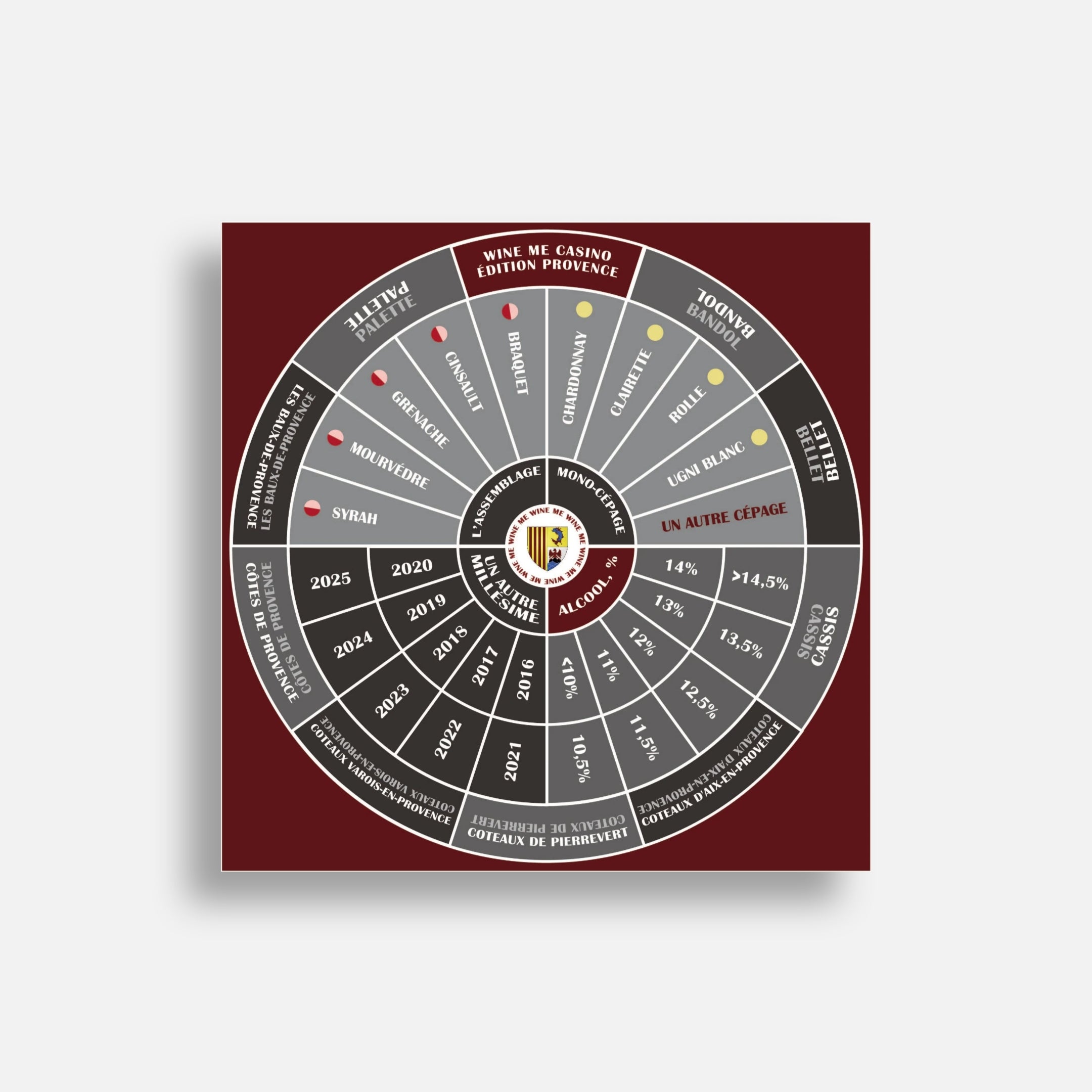 Tapis Casino du Vin WINE ME – Provence – Grand Format 100 × 100 cm