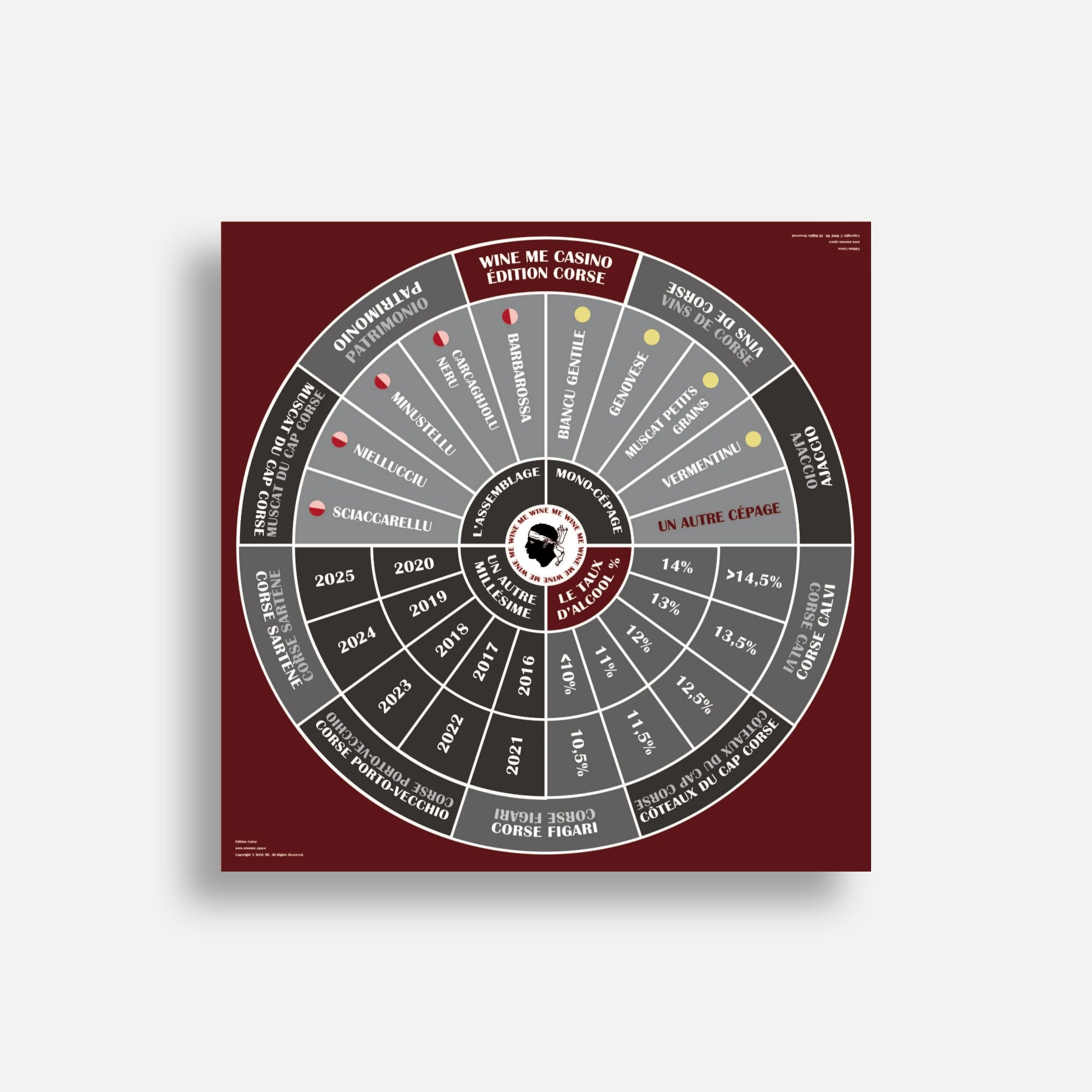 Tapis Casino du Vin WINE ME Corse Grand Format 100 × 100 cm pour dégustation des vins de Corse