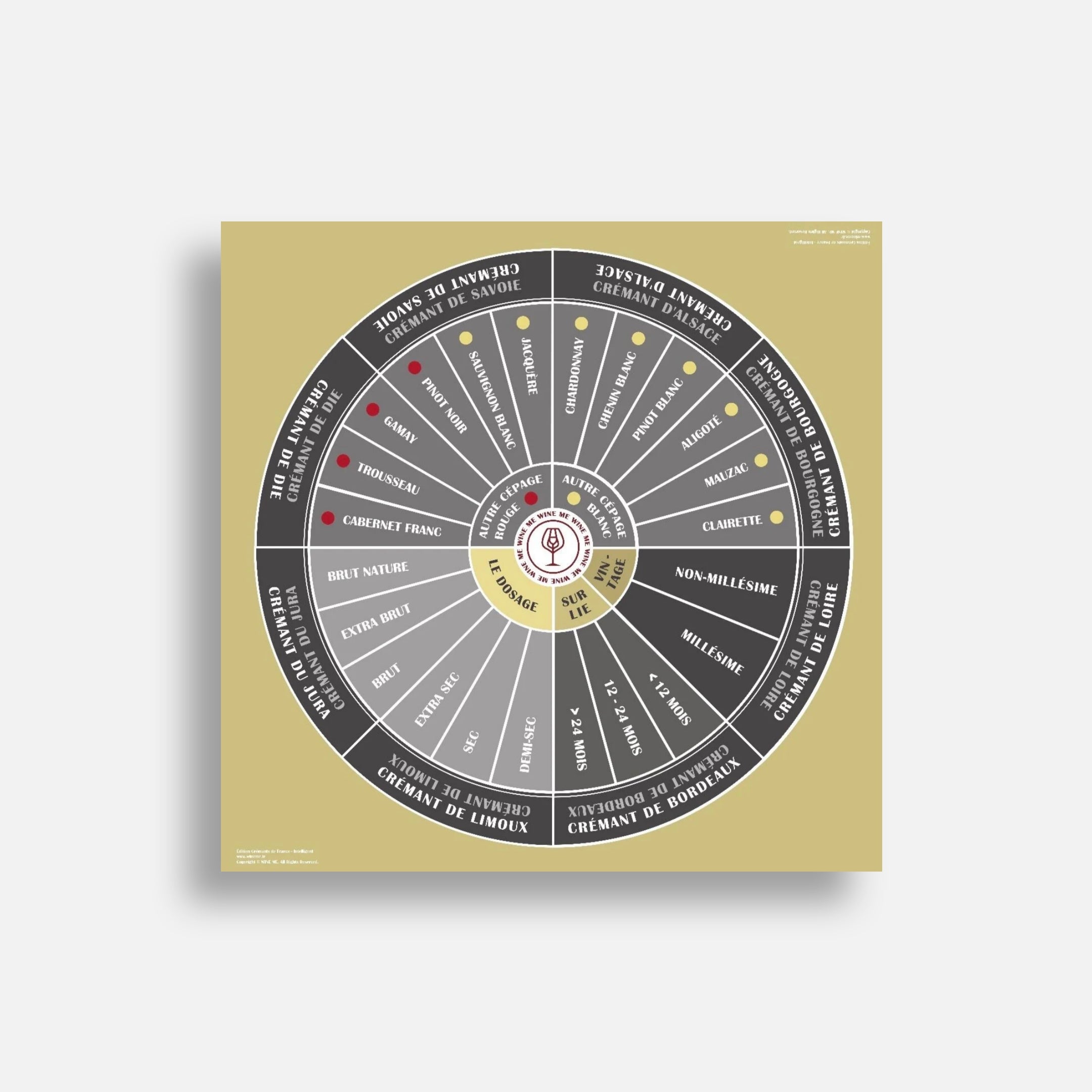 Tapis Casino du Vin WINE ME® Crémant Grand Format 100 × 100 cm pour dégustation des Crémants de France