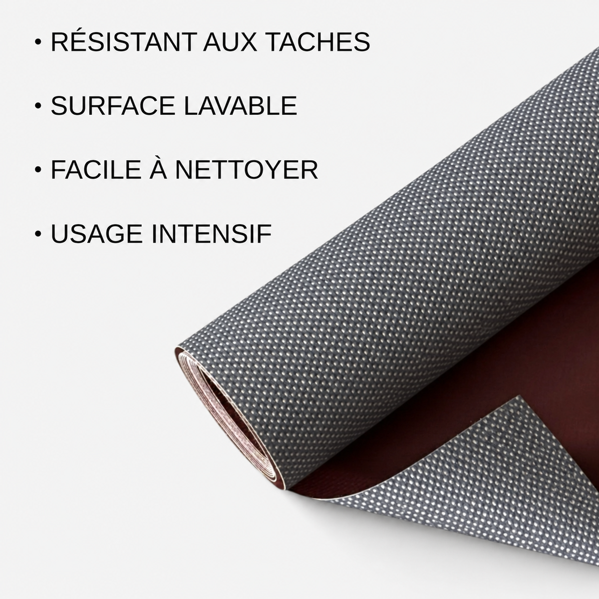 Caractéristiques techniques du tapis WINE ME Casino du Vin : vinyle premium, imperméable et résistant.