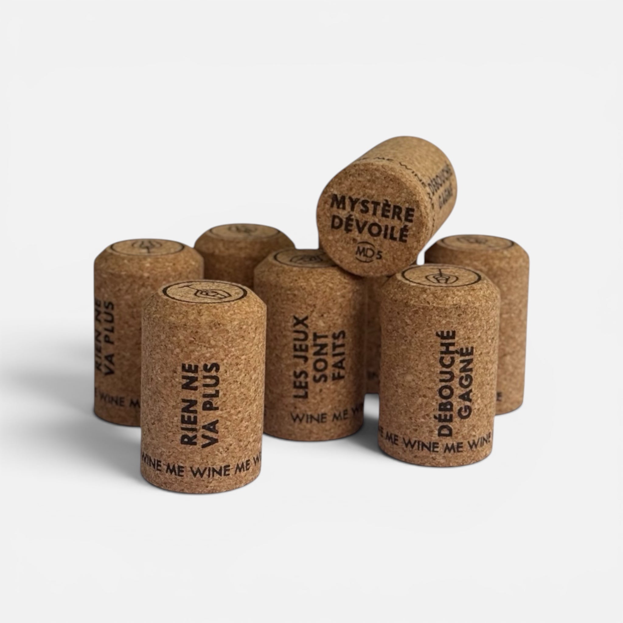 Marcadores de copas de vino WINE ME de corcho – Set de 8 marcadores de degustación