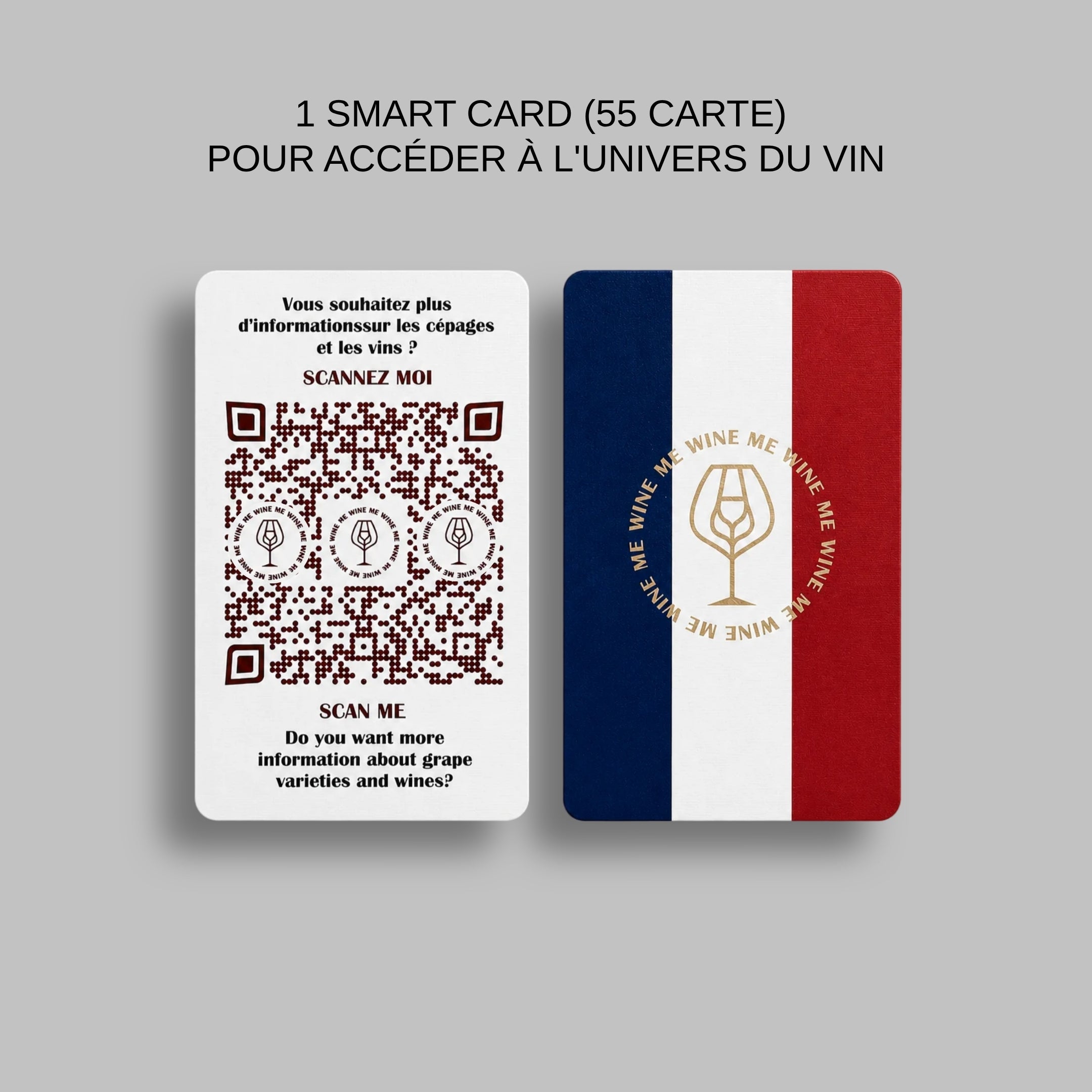 Carte à jouer WINE ME avec QR code donnant accès aux informations sur les cépages et les vins