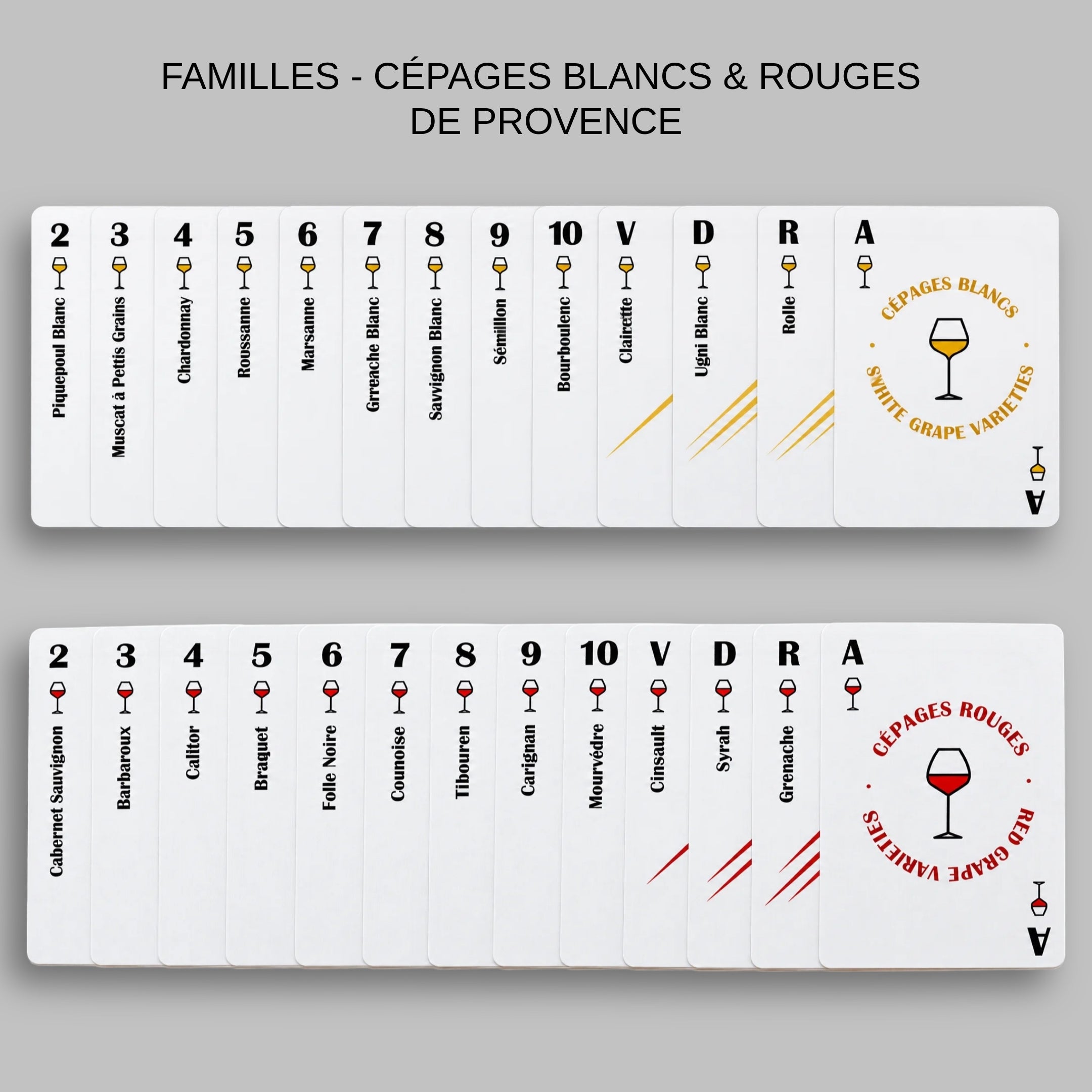 Jeu de cartes WINE ME Provence – cépages blancs et rouges de Provence